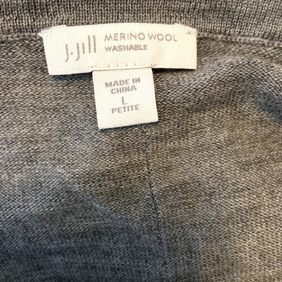 J.Jill Merino Wool Sweater 100% Wool Boat Neck Long Sleeve Gray Petite Large - Picture 2 of 5